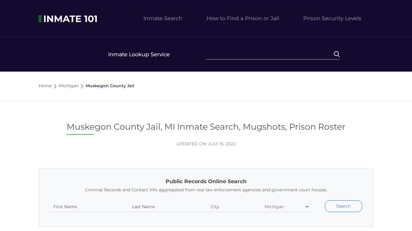 Muskegon County Jail, MI Inmate Search, Mugshots, Prison ...