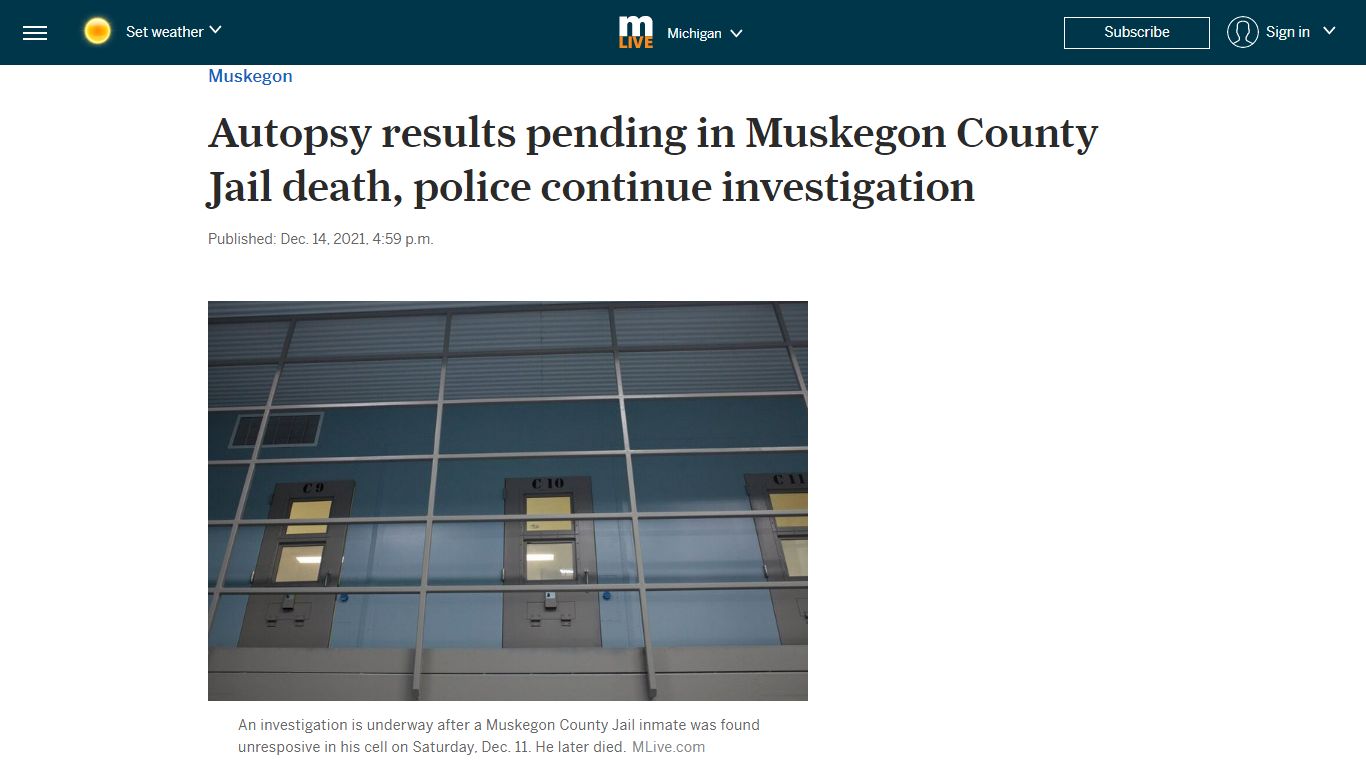 Autopsy results pending in Muskegon County Jail death ...