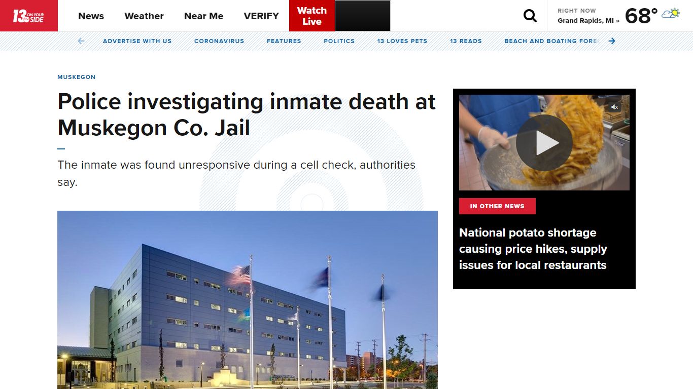 Police investigating inmate death at Muskegon County Jail ...